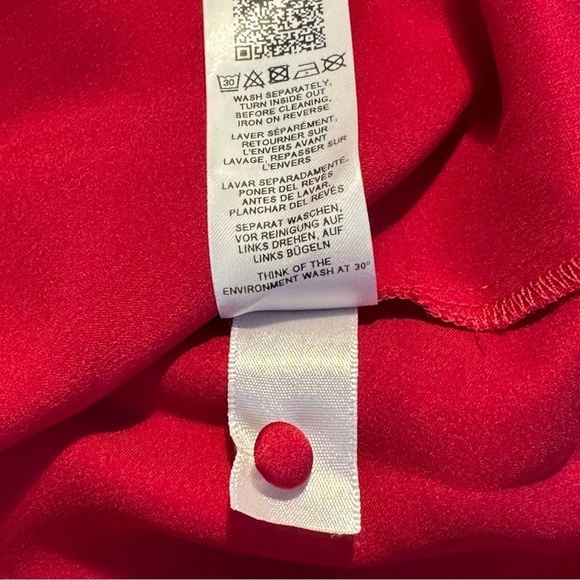 ASOS Cape Sleeve Dress Red Lightweight Silky Flowy Deep V Neckline - Picture 7 of 7